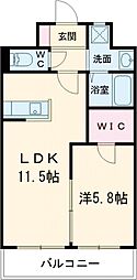 ベルガ穴生 1LDKの間取図画像