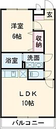 レオマンション 2階1LDKの間取り