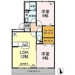 アベニール 3階2LDKの間取り