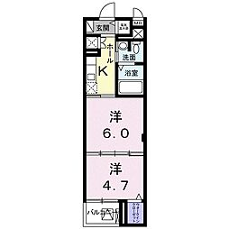 グレースヒルズ下馬 2Kの間取図画像