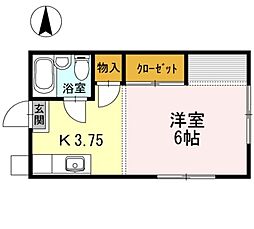 山岡ハイツ 1Kの間取図画像