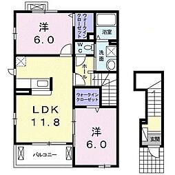 エテルノフィオーレ 2LDKの間取図画像
