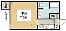 ルミエールエタンセルドゥー 1Kの間取図画像