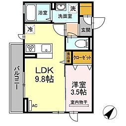 本郷ハイツ 1LDKの間取図画像