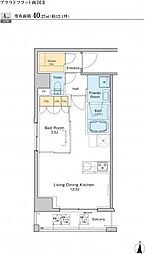 プラウドフラット両国II 9階1LDKの間取り