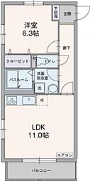 グランドレジーナ 1LDKの間取図画像