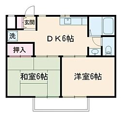 グリーンハイツ赤羽 2DKの間取図画像