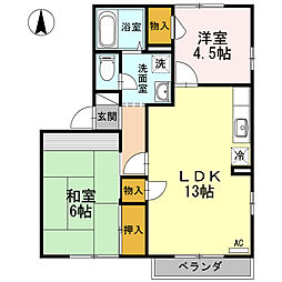 フジパレス高知G 2LDKの間取図画像