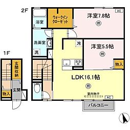 ラ・マリン　A棟 2階2LDKの間取り