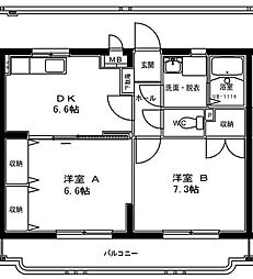 サンフィールド高鍋2 2DKの間取図画像