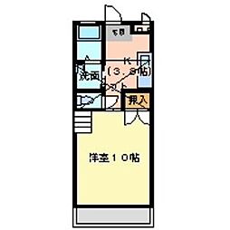 ドエール住吉C棟 2階1Kの間取り