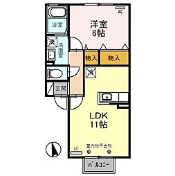 アンリヴィエール 1LDKの間取図画像