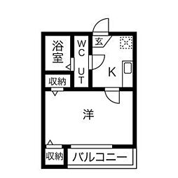 コンパートハウス本星崎 1Kの間取図画像