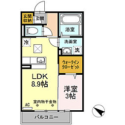 セジュール南仙北 1LDKの間取図画像