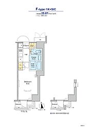 プラウドフラット浅草トレサージュ 3階1Kの間取り