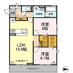 クレール 2LDKの間取図画像