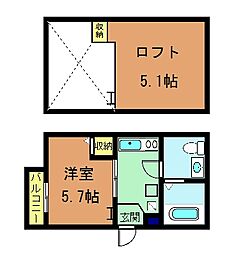 ロフティ四条大宮 1Kの間取図画像