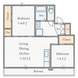 Skycrest Oushio II 406 4階2LDKの間取り