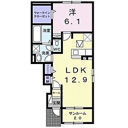 グレイスB 1LDKの間取図画像