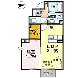 クレア・ド・ルーンB 1LDKの間取図画像