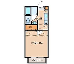 ソレアードK 1階1Kの間取り
