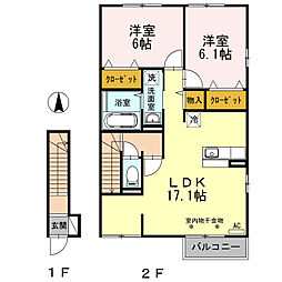 D-room安達駅前 2LDKの間取図画像