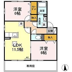 グランドウィンさくら館 2LDKの間取図画像