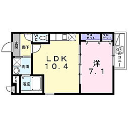フジパレス堺諏訪森サウス 1LDKの間取図画像