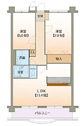 グランコリーヌ 2LDKの間取図画像