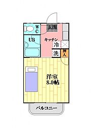 カルチェラタンB 1Kの間取図画像