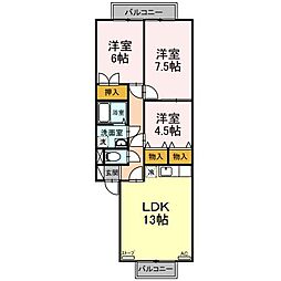 ロイヤルマコト桂木 1階3LDKの間取り