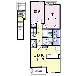 ル・クラージュ 2LDKの間取図画像