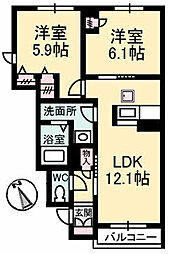 シャーメゾンISSQUAREEXCEL 2LDKの間取図画像
