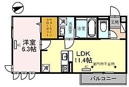 ポワロ 2階1LDKの間取り