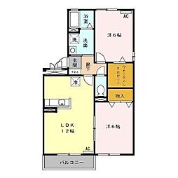 ルミエール　Ａ 2階2LDKの間取り