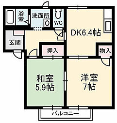 シュベール浜坂 2DKの間取図画像