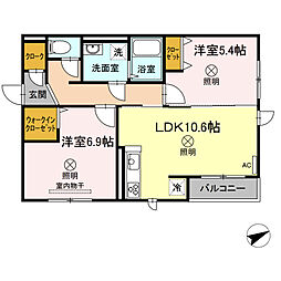 ベル・メゾンII 2階2LDKの間取り