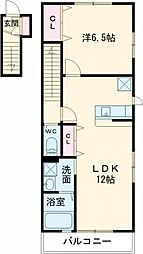 パークハイム華 1LDKの間取図画像