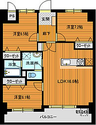 マリンコート2 3LDKの間取図画像