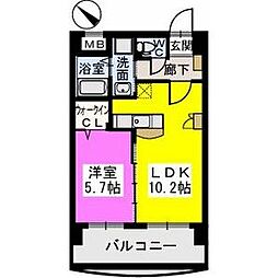 ピュア博多駅南弐番館 1LDKの間取図画像