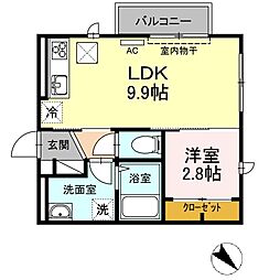 アベニーレ　II 1階1LDKの間取り