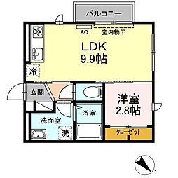 アベニーレ　II 2階1LDKの間取り