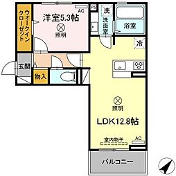 GLANZ.KII 2階1LDKの間取り