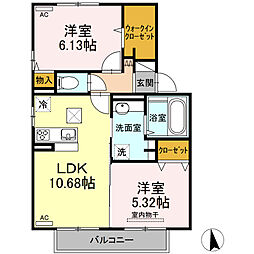 セジュール　ヨネザワ　A棟 1階2LDKの間取り