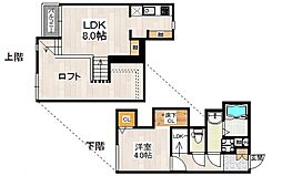 西鉄天神大牟田線 都府楼前駅 徒歩8分の賃貸アパート 1階1LDKの間取り