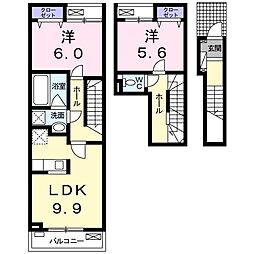 ラ・カーサピアチェーレ高浜 2LDKの間取図画像