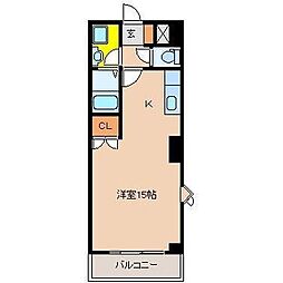 シャンテ恒久 ワンルームの間取図画像