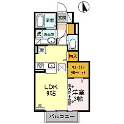 ヴァイアC 1LDKの間取図画像