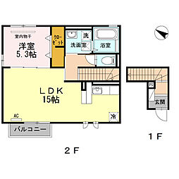 ウィット室積IV 2階1LDKの間取り