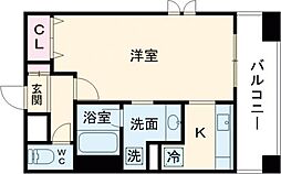 プレジール三ノ宮 5階1Kの間取り